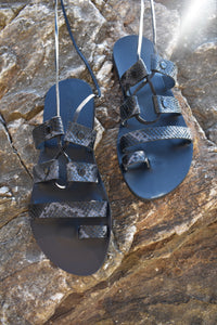 "Sifnos" grey lace up sandals